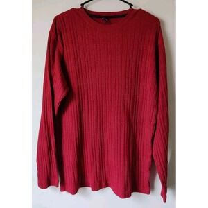 Ferruche‎ Mens Sweater Large Pullover Thermal Ribbed Long Sleeve Red Size XL
